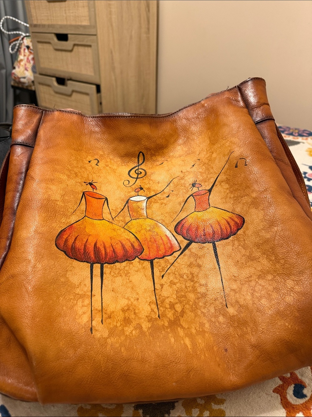 Leather “ballerina” large Hobo bag